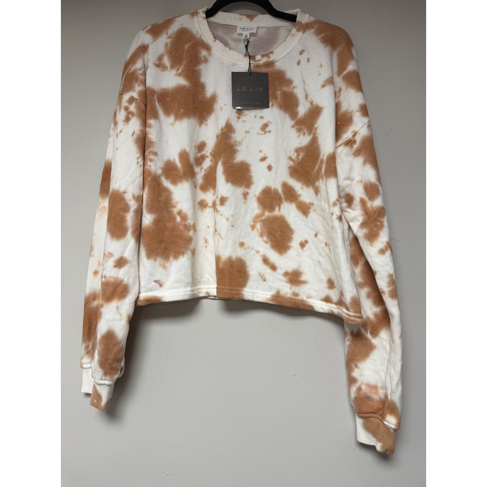 LE LIS Collection Tie Dye‎ Cropped Sweatshirt Long Sleeve Casual Size M